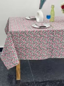 Indian Block Print Tablecloth Floral Cotton <b>Table</b> <b>Cover</b> Pink French Tablecloth Rectangle <b>Table</b> Cloth <b>Dining</b> <b>Table</b> Decor - Product Image 4