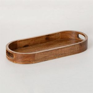 Premium Acacia Wood Square Serving Tray with Handles - <b>Rustic</b> Decorative Ottoman Tray for <b>Coffee</b> <b>Table</b> Kitchen & Home Decor - Product Image 6