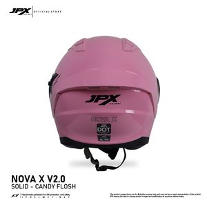 หมวกกันน็อคแบบครึ่งใบ JPX Nova X V2 สี Candy Flosh พร้อมแผ่นบังหน้าสองชั้นและดีไซน์สีพื้นเรียบหรูสำหรับนักขี่ยุคใหม่ - Product Image 3