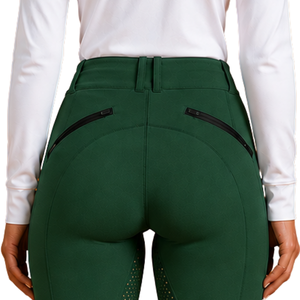 Leggings de equitación verde bosque para mujer, pantalones de equitación de cintura alta, elásticos con agarre de silicona para entrenamiento de equitación - Product Image 4