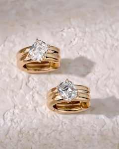 Pendientes Huggie de Doble Aro con Diamantes Cultivados en Laboratorio de Corte Ovalado para Mujer, Oro Sólido de 14K, Joyería Moderna para Regalo de Aniversario de Bodas - Product Image 3