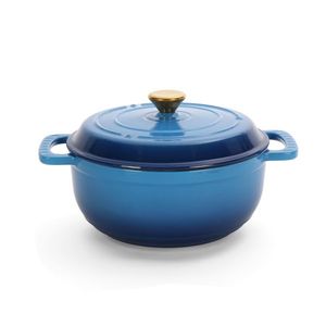 Pentola in Ghisa Smaltata Blu Sfumato da 5QT con Coperchi e Manici in Acciaio Inossidabile, Include Due Guanti in Silicone - Product Image 2