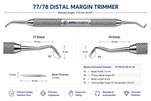 เครื่องมือตัดแต่งขอบฟันแบบดิสทัล รุ่นพรีเมียม 77/78 ผลิตจากเหล็กกล้าไร้สนิมเกรดทางการแพทย์ สำหรับงานบูรณะฟัน OEM Zetomed Pro - Product Image 4