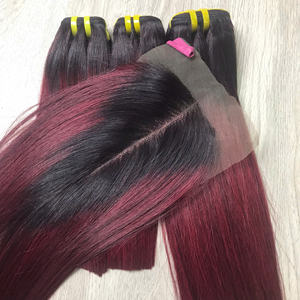 Extensiones de cabello degradado de color borgoña, textura recta, color natural humano vietnamita, precio de fábrica - Product Image 2