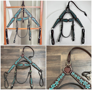 Juego de cuello de pecho de caballo de cuero mecanizado a mano, ajuste ajustable de diseñador, Hardware duradero, tachuela Premium para comodidad de conducción - Product Image 2