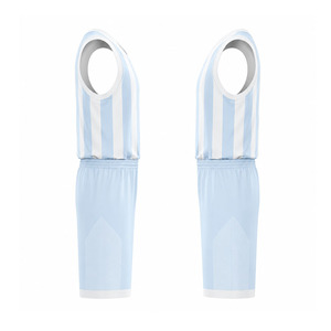 Conjunto de Uniforme de Baloncesto Ekin Impex, Azul Claro con Rayas Blancas, Sin Mangas, Cuello en V, Transpirable, Poliéster, Uniformes de Baloncesto Personalizados - Product Image 2