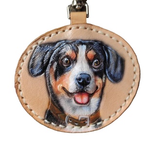 Porte-clés OEM avec logo personnalisé design en relief pour chien Cuir de vachette véritable Métal Plastique Rodeo International Dog Lover Sac Accessoires - Product Image 2