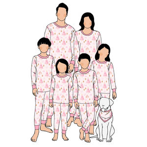 مصنع ملابس خيزران مخصص مجموعة بيجامة عيد الميلاد مطابقة للعائلة منخفضة موك بالجملة - Product Image 3