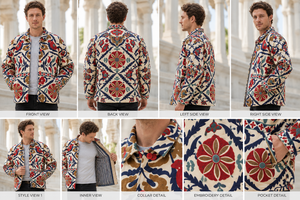 Hand Embroidered Floral Cotton Blouson Full Sleeve Lantern Sleeve <b>Button</b> Collar Eco-Friendly Spring Style Regular Fit Woven - Product Image 5