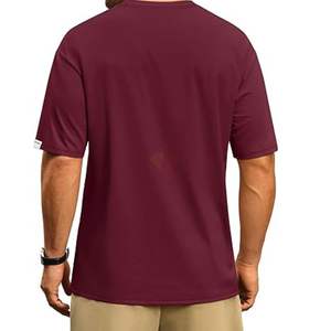 Camiseta de Hombre Color Borgoña, Hombros Caídos, Talla Grande, Mezcla de Algodón, Personalizable, Fabricante de Marca - Product Image 2