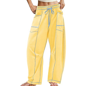 Women Wide Leg Cargo Pants High Waist Sweatpants Loose Fit <b>Drawstring</b> Joggers Streetwear Casual Baggy <b>Trousers</b> - Product Image 1