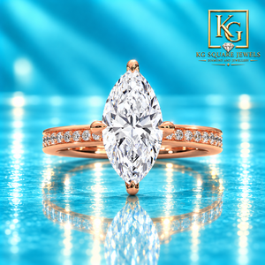 Anillo de Diamante Marquise Cultivado en Laboratorio en Oro Rosa Radiante para Mujer, para Compromiso, Aniversario, Boda y Fiestas - Product Image 1