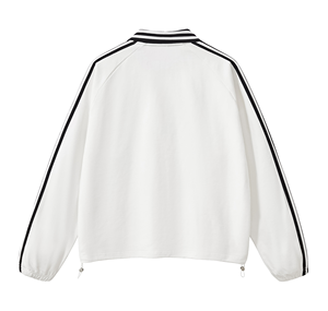 Sudadera de streetwear de talla grande unisex, cuello polo con cuello en V, manga larga a rayas, jersey casual, fabricante - Product Image 4