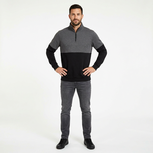 Sudadera con media cremallera al por mayor de fábrica, sudadera con media cremallera de forro polar de poliéster, sudadera con media cremallera minimalista - Product Image 4