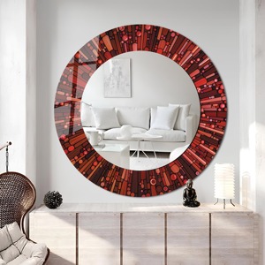 <b>White</b> Handmade Contemporary Engineered Wood Decorative Wall <b>Mirror</b> Geometric Cutout <b>Frame</b> Living Room Bedroom Bathroom REHMAN - Product Image 6