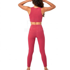Conjunto de yoga para mujer, top deportivo y leggings a juego, tela elástica ligera, ajuste cómodo para entrenamiento, fitness y yoga - Product Image 2