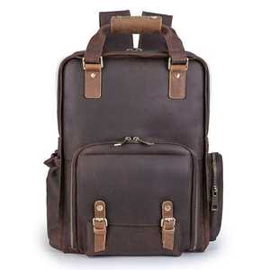 Sac à dos classique en cuir véritable ZOLO LEATHERS avec poignée supérieure, fonction antivol, design multifonctionnel, construction durable, couleur marron - Product Image 3