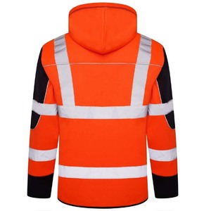 Outdoor ANSI Class 1 Hooded Jacket with Reflective Strips and LED Flash <b>Waterproof</b> Workwear Safety Cycling Gear Suit - Product Image 2
