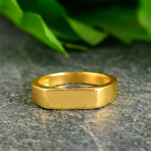 Trendy High Quality <b>Signet</b> <b>Ring</b> Minimalist Brass Band <b>Men</b> 18k Gold Plated Minimal Flat Geometric Bar Design Wholesale/OEM/ODM - Product Image 2