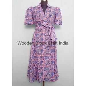 Robe décontractée moderne en coton confortable pour femme, tunique bio, robe midi d'été pour la plage, imprimé floral, lavable, toucher doux - Product Image 3