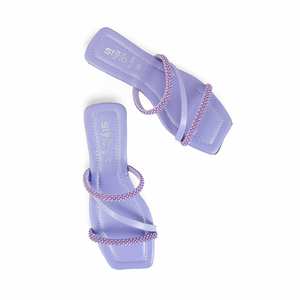 Sandales à talons lilas Pantoufle décontractée CL1890 - Product Image 1