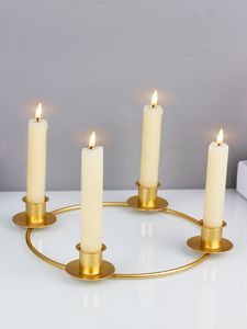 Luxury Gold Metal Advent <b>Candle</b> Holder Ring Modern Round <b>Taper</b> <b>Candle</b> Stand Decorative Centerpiece for Home Wedding Table Decor - Product Image 1
