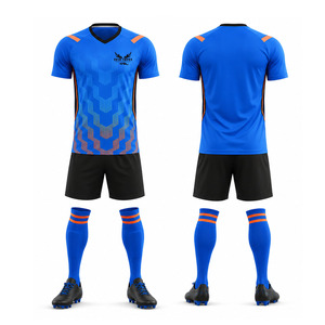Ekin Impex Soccer Jersey Set Men's Short Sleeve Blue Black Sublimated Moisture Wicking Uniform Custom team soccer uniforms - Product Image 1