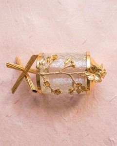 Gold Floral Design Glass Jar with Metal Stand for Snacks <b>Chocolate</b> Serving During Festive Occasions Like Diwali Eid And Parties - Product Image 3