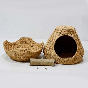 Lit pour chat à 2 niveaux en jacinthe d'eau écologique tendance avec griffoir - Product Image 5