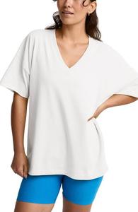 เสื้อยืดลำลองทรงหลวมครึ่งแขนสำหรับผู้หญิงคอวีแฟชั่นอินเทรนด์ - Product Image 2