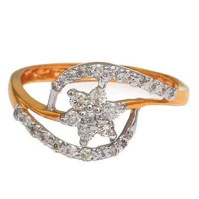 Nhẫn kim cương đẹp ở Ấn Độ Crafted với 2.000 gram 100% hallmarked huid Vàng & 0.37 CTS IGI chứng nhận kim cương