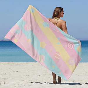 Nouvelle arrivée, serviette de plage rectangulaire en coton 100% avec logo personnalisé imprimé, pour adultes et enfants, serviettes de bain et de plage d'été - Product Image 3