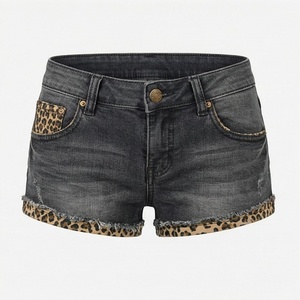 High Waist Pocket Design Sexy <b>Stretch</b> Summer Rhinestone Girls Hot Pants Women <b>Denim</b> Cargo Shorts Customized Color Outfit - Product Image 1