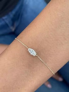 New One Diamond <b>Bracelet</b> 18k Yellow Gold Chain Moissanite <b>Bracelet</b> Bangle Diamond <b>Bracelet</b> Gift for - Product Image 4