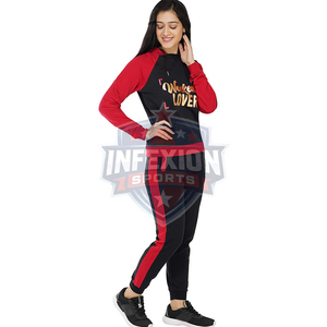 Ensemble de survêtement à capuche noir et rouge pour femme, imprimé pailleté, décontracté pour le week-end, sweat-shirt à manches longues avec poches latérales, tenue d'automne - Product Image 5
