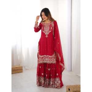 Elegante conjunto de fiesta para mujer de talla XL Hermosa parte superior inferior y Dupatta para ocasiones especiales - Product Image 1