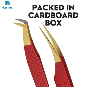 Red and Gold Color Wholesale Rate Custom Made Durable Stainless Steel Beauty Instruments Eyelash Extension and Volume Tweezers - Product Image 3