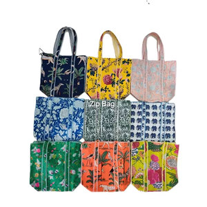 Sac messager pour femme en toile de coton réutilisable grande capacité, motif géométrique, fermeture éclair portable, logo personnalisé, écologique - Product Image 2