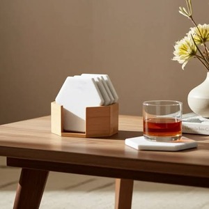 Sous-verres en marbre pour tasses à café, thé, vin et autres boissons, élégants tapis à boissons en pierre pour la maison - Product Image 3