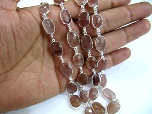 Quartz Fraise Naturel Forme Libre Irrégulière Taille 11 à 15 mm Briolette Facettée Connecteur à Sertir Chaîne Vendue au Mètre - Product Image 5