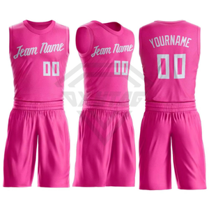Custom Sublimated <b>Pink</b> Basketball Jersey Set Mens Reversible Sports Uniform Sleeveless Team Training Activewear Apparel - Product Image 3