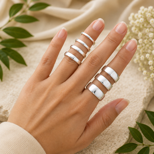 Silver Color <b>Finger</b> <b>Ring</b> Set Adjustable Semi Circle Band <b>Ring</b> 2 mm to 8 mm for Daily Styling - Product Image 3