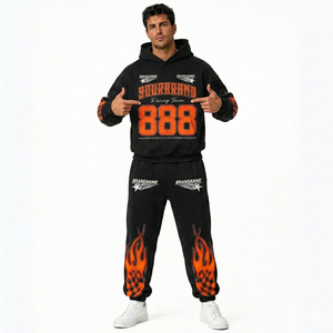 Conjunto Deportivo INSTAFIT ENTERPRISES para Hombre, Estilo Vintage, Oversize, Sudadera con Capucha y Cordón Ajustable, Pantalones Jogger, Felpa, Poliéster/Algodón, Lavado Desgastado - Product Image 6