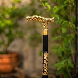 Bastón de Caminar con Mango de Metal Floral, Eje de Madera Negra, Elegante Bastón de Caballero, Bastón Tallado Vintage, Regalo para Hombres, Clásico - Product Image 6