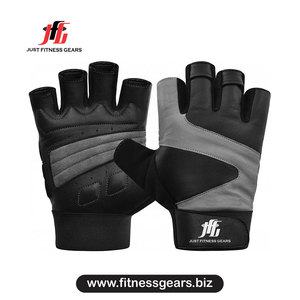 Half Finger PU Leather Gym <b>Gloves</b> Adjustable Wrist Strap <b>Weight</b> Lifting Unisex Breathable Non-Slip - Product Image 1