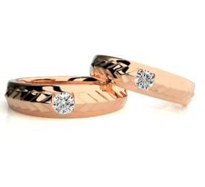 Bindi Jewels 925 Sterling Silver Rose Gold Plated Engraved Christian Romantic <b>Couple</b> Rings - Product Image 1