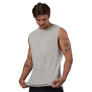 Débardeur côtelé ajusté pour homme, en coton écologique à séchage rapide, sans manches, décontracté, basique, avec bordure en dentelle - Product Image 1