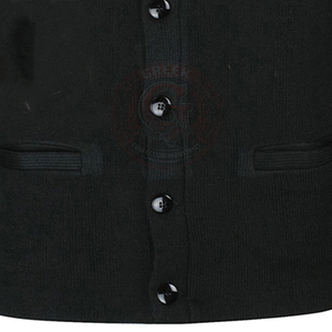 Cardigan KAP pour fraternité, en acrylique noir tricoté, pull pour homme avec lettres brodées rouges, col en V boutonné, tenue universitaire - Product Image 3