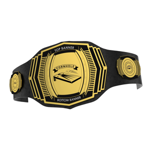 Cornhole Championship Belt Customizable <b>Banners</b> Gold and Black High-Quality Sports Title Belts - Product Image 6