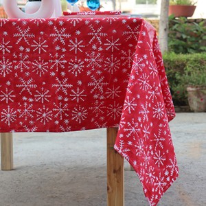 <b>Red</b> Printed Snowflake <b>Tablecloth</b> Polyester Washable Party Use Classic Style Table Cover Eco-Friendly Dustproof Modern Home - Product Image 6